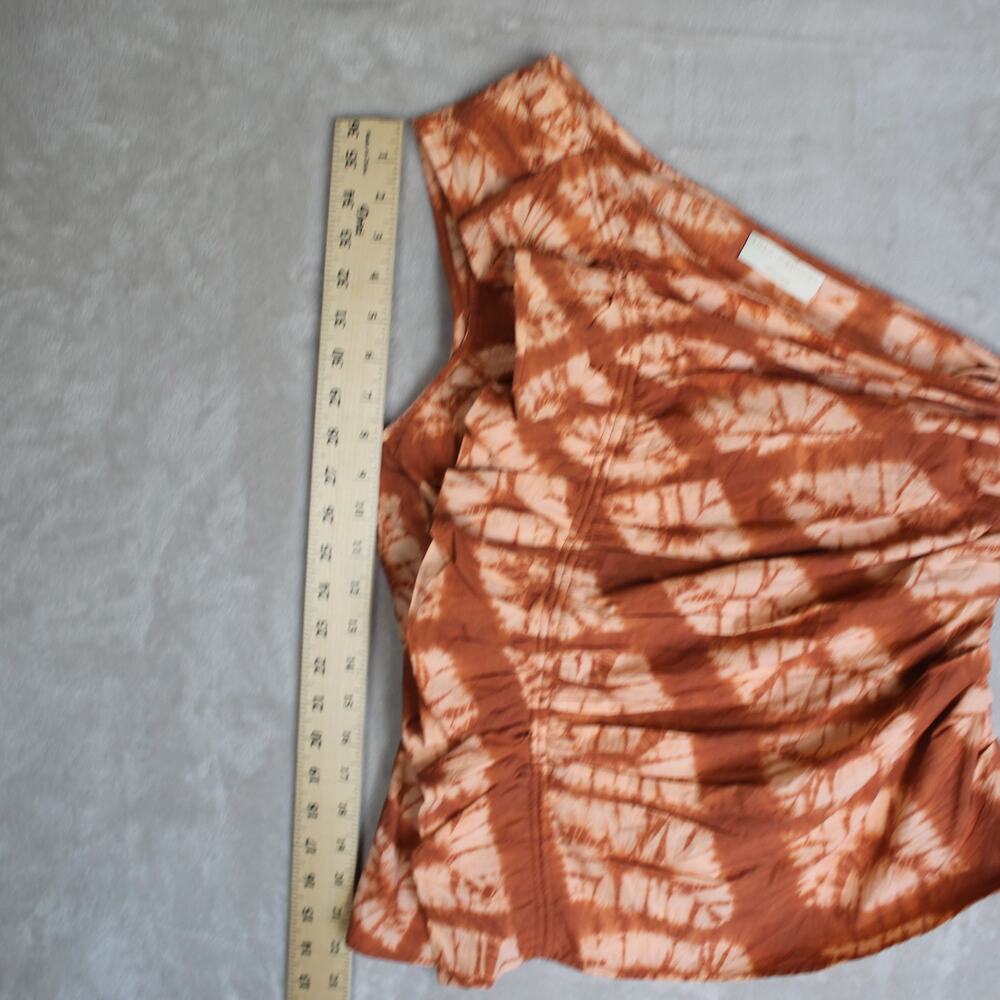 Ulla Johnson One Shoulder Top Womens Size 10 Orange Tie Dye Ruffle Cotton Boho - Picture 4 of 6